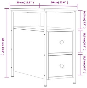 Comodino Grigio Sonoma 30x60x60 cm in Legno Multistrato