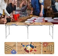 HI Tavolo Pieghevole Birra Pong 240x60x55 cm MDF e Alluminio 445592