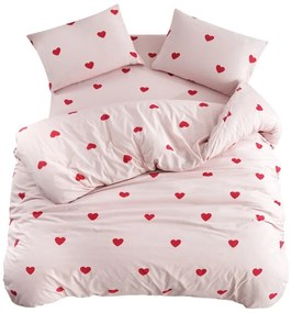 Set copripiumino e federa rosa per letto singolo o esteso con lenzuolo incluso/3 pezzi 160x220 cm Red Heart – Mila Home