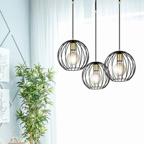 Lampadario Contemporaneo Omoikane Acciaio Nero 3 Luci E27 Ip20
