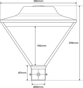 Lampione 50W 130lm/w No Flickering IP65 DIMMERABILE 0-10V Colore Bianco Caldo 3.000K
