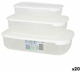 Set di 3 scatole porta pranzo Tontarelli Family Bianco Rettangolare 29,6 x 19,8 x 7,7 cm (20 Unità)