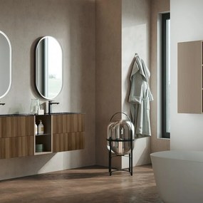 Mobile da bagno sospeso sotto lavabo L 59.5 x H 50 x P 45.5 cm rovere, 2 cassetti Opera