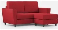 Divano 2 Posti con Pouf 152x155x85 cm Yasel in Tessuto Rosso