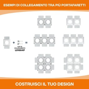 Portafaretto Incasso GU10 Quadrato Orientabile 80x80mm - Bianco