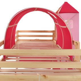 Letto a castello per bambini scivolo e scala in pino 208x230 cm