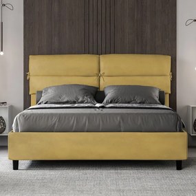 Letto matrimoniale e rete 160x190 in microfibra ocra Nandy