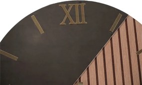Orologio rotondo 60 cm cannettato noce marmo e specchio