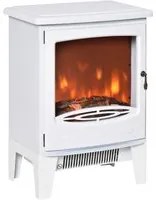 Easycomfort Camino Elettrico da Terra con Effetto Fiamma, Temperatura Regolabile 900W-1800W, Copertura 15-20m, 39x26x54.8cm, Bianco