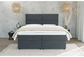 Letto boxspring grigio con spazio contenitivo 200x200 cm - Ropez