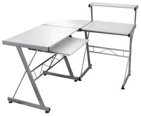 Scrivania computer angolare bianca 132x112x99 legno multistrato