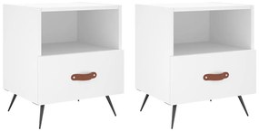 Comodini 2 pz bianchi 40x35x47,5 cm in legno multistrato