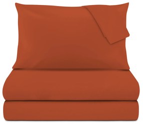 Completo letto matrimoniale cotone raso ruggine