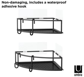 Mensole angolari nere autoportanti in acciaio per bagno 2 pezzi Cubiko - Umbra