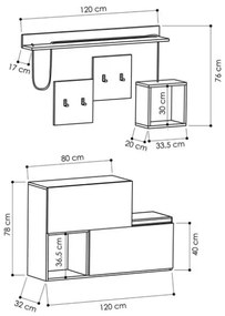 Mobile Da Ingresso Con Scarpiera Appendiabiti E Mensole Effetto Legno Holdon