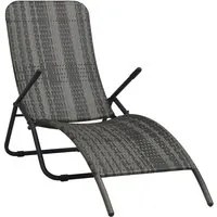 Lettino Prendisole Pieghevole in Polyrattan Grigio 48128