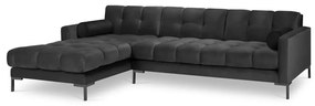 Divano angolare in velluto grigio scuro, angolo sinistro Bali - Cosmopolitan Design