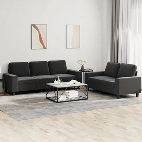 Set Di Divani 2 Pz Nero İn Tessuto /