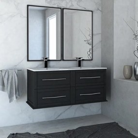 Mobile da bagno sotto lavabo BADEN HAUS Tiffany grafite laccato opaco L 120 x H 55 x P 46 cm 4 cassetti, lavabo non incluso