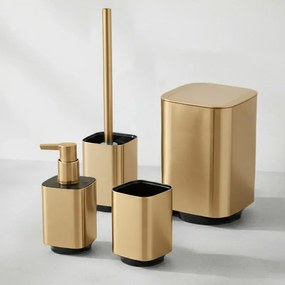 Portascopino WC in plastica color oro satinato e nero Lumina