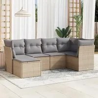 Set Divano da Giardino 6 pz con Cuscini Beige in Polyrattan 3249788