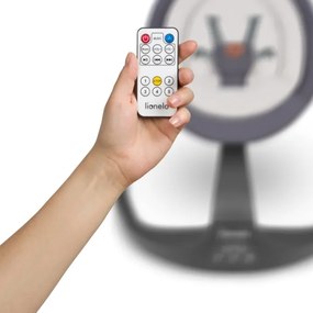 Lionelo - Altalena per bambini RINA con melodia, 4xAA, grigio cemento + telecomando