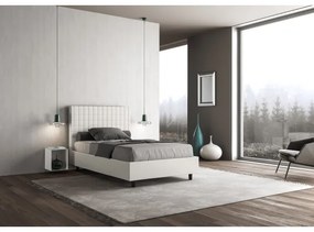 Letto contenitore imbottito 140x200 similpelle bianco Sunny