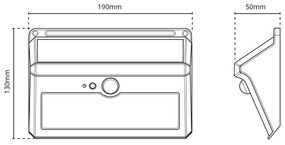 Applique Solare Rettangolare IP65 con Sensore di Movimento 300 lm Colore Bianco Caldo 3.000K