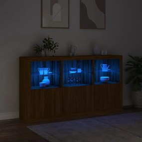 Credenza con luci led rovere marrone 181,5x37x100 cm