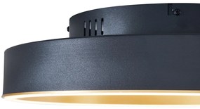 Plafoniera di design nera con oro 40cm incl. LED con interruttore a 3 vie - Ingo