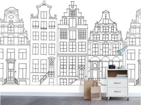Fotomurale ESTA Case Amsterdam, bianco e nero 139X280 cm