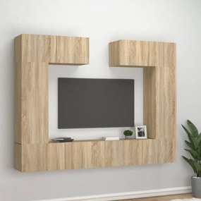 Set Di Mobili Porta Tv 6 Pz Rovere Sonoma İn Legno Multistrato /