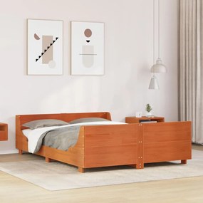 Letto Senza Materasso Marrone Cera 160x200 Cm İn Legno Di Pino /