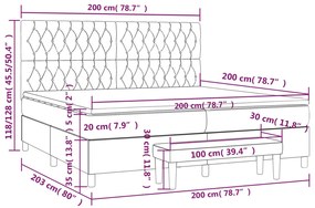 Giroletto a Molle con Materasso Grigio Chiaro 200x200cm Tessuto