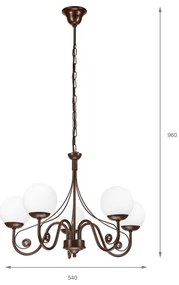 Brilagi - LED Lampadario a sospensione con catena COTTAGE 5xG9/40W/230V marrone/bianco