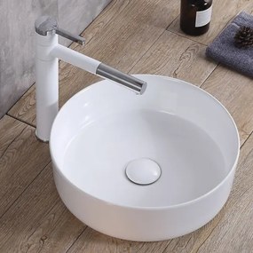 REA-U8493 - Lavabo da appoggio ELMA Ø 45 cm in ceramica, bianco lucido