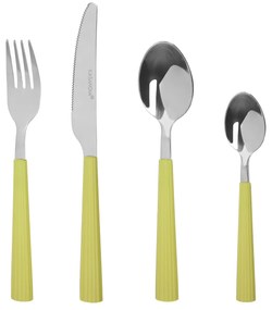 Set 16 posate in acciaio manico verde Stripes