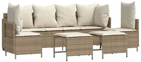 Set divano da giardino 5 pz con cuscini beige in polyrattan