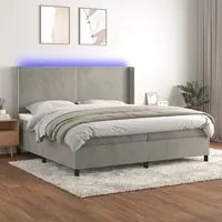 Letto a Molle Materasso e LED Grigio Chiaro 200x200 cm Velluto 3139463