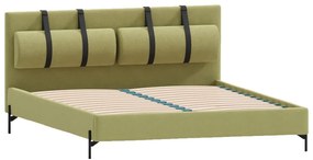 Letto matrimoniale imbottito verde chiaro con griglia 200x200 cm Tulsa - Ropez