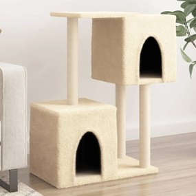 Albero per gatti con tiragraffi in sisal crema 86 cm