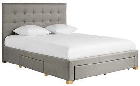 Letto con cassetti matrimoniale 160x200 cm in tessuto grigio chiaro RENO