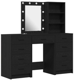 Set trucco 3 pezzi con led in legno nero