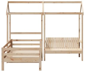 Set dormeuse e panca con tetto 90x200cm legno massello di pino