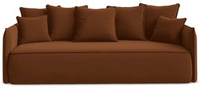 Divano color terracotta allungabile/con contenitore con rivestimento in velluto 225 cm Hula – Makamii