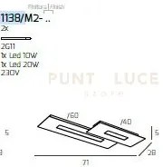 Wally applique-plafoniera 2 luci(composto da 1138-40-ne+1138-60-ne)...