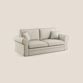 Lady divano classico bicolore in piuma d'oca realizzato con tessuto impermeabile T02 panna - rosso
