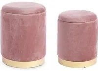 Set da 2 Pouf in velluto con contenitore Rosa Antico POLINA