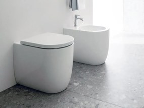 Ideal standard Blend Curve coppia sanitari vaso e bidet tondo a pavimento filo parete con sedile chiusura rallentata bianco T375301+T375101+T376001