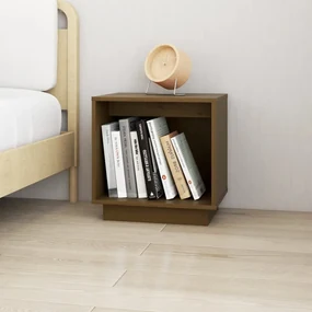 Comodino marrone miele 40x30x40 cm in legno massello di pino